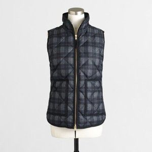 J. Crew Excursion Quilted Plaid Tartan Down Puffer Vest